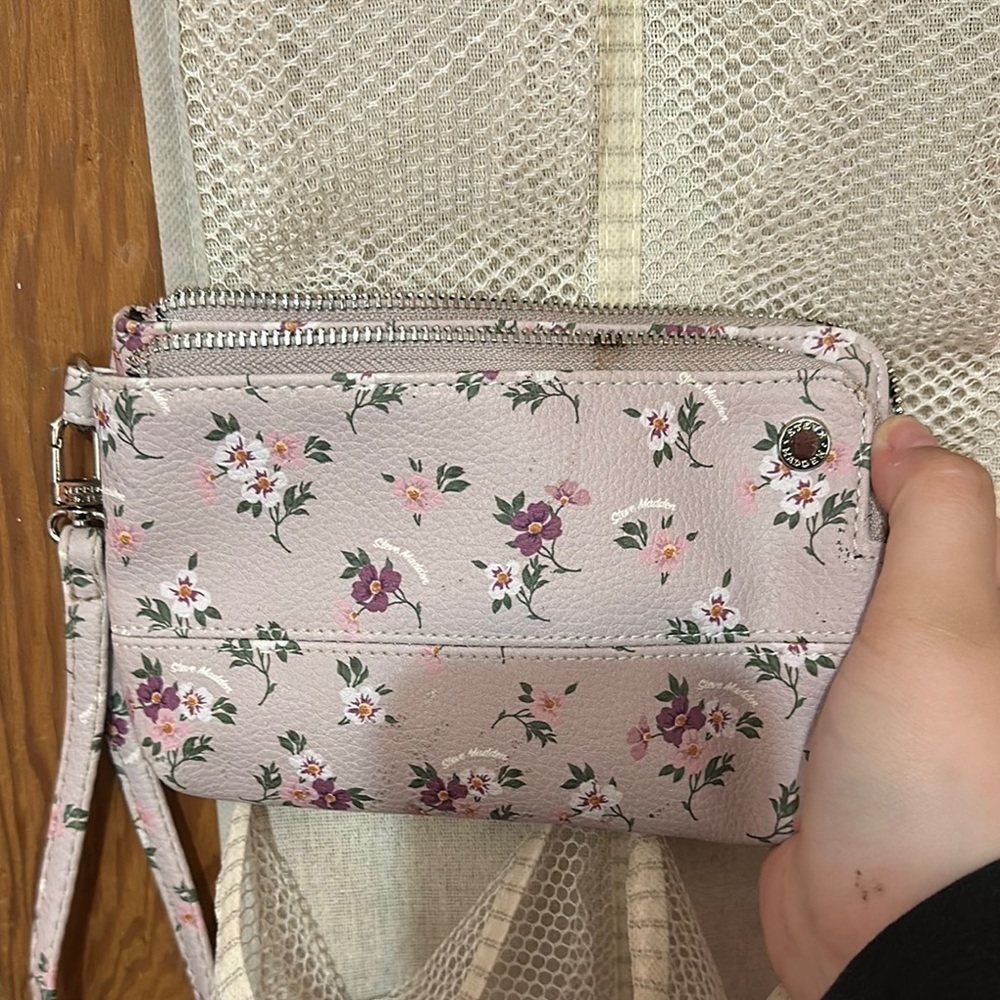 Steve Madden Pink Floral Clutch Wristlet